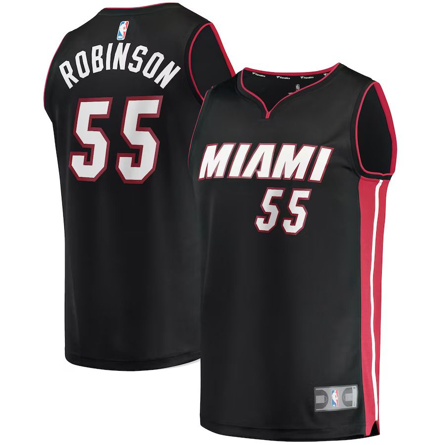Men Miami Heat 55 Duncan Robinson Fanatics Branded Black Fast Break Replica NBA Jersey